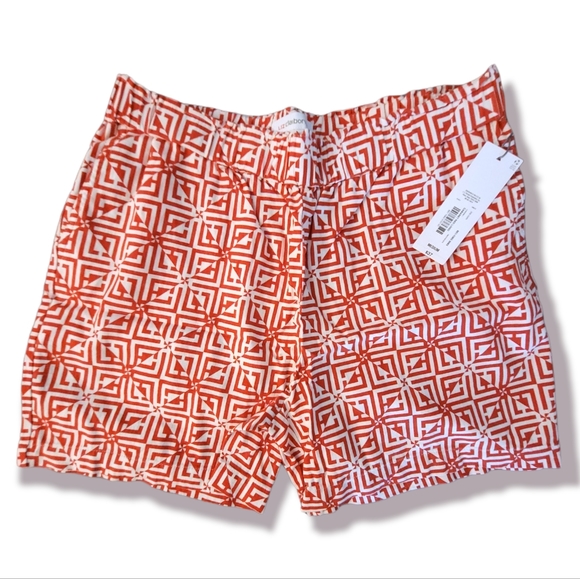 Liz Claiborne New High Waist Flat Front Geometric Red White Shorts, M - Picture 4 of 6